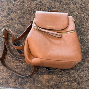 Calvin Klein Tan Leather Backpack